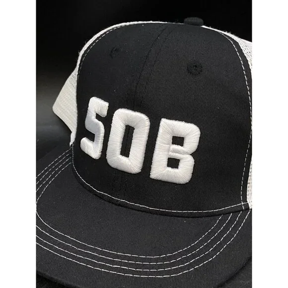 SOB Subaru Of Bend Oregon Snapback Mesh Trucker Hat Black White - Picture 3 of 6
